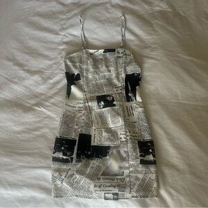 Newspaper print mini dress